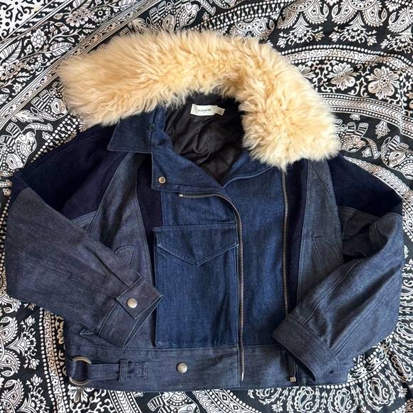 Coach Jackets & Blazers - Coach Denim Jacket With Shearling Collar Sz 2 (S)